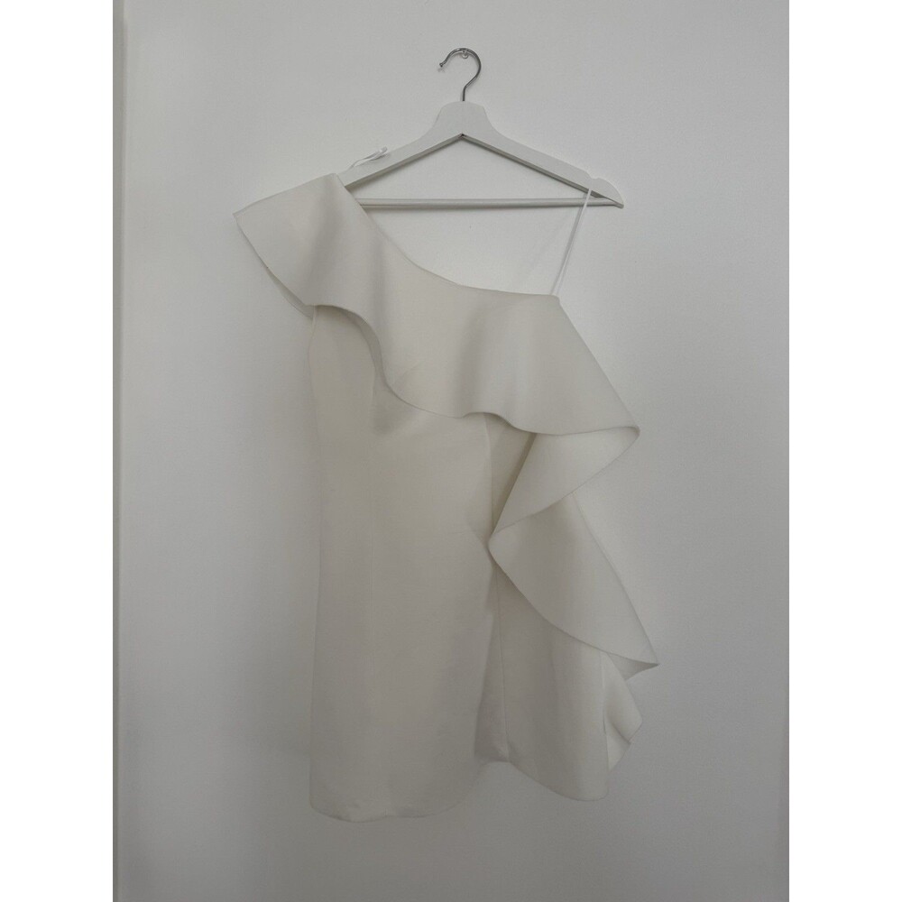 ✿ ASOS One Shoulder Ruffle Dress Ivory Cocktail Party Elegant Size US 8 ✿